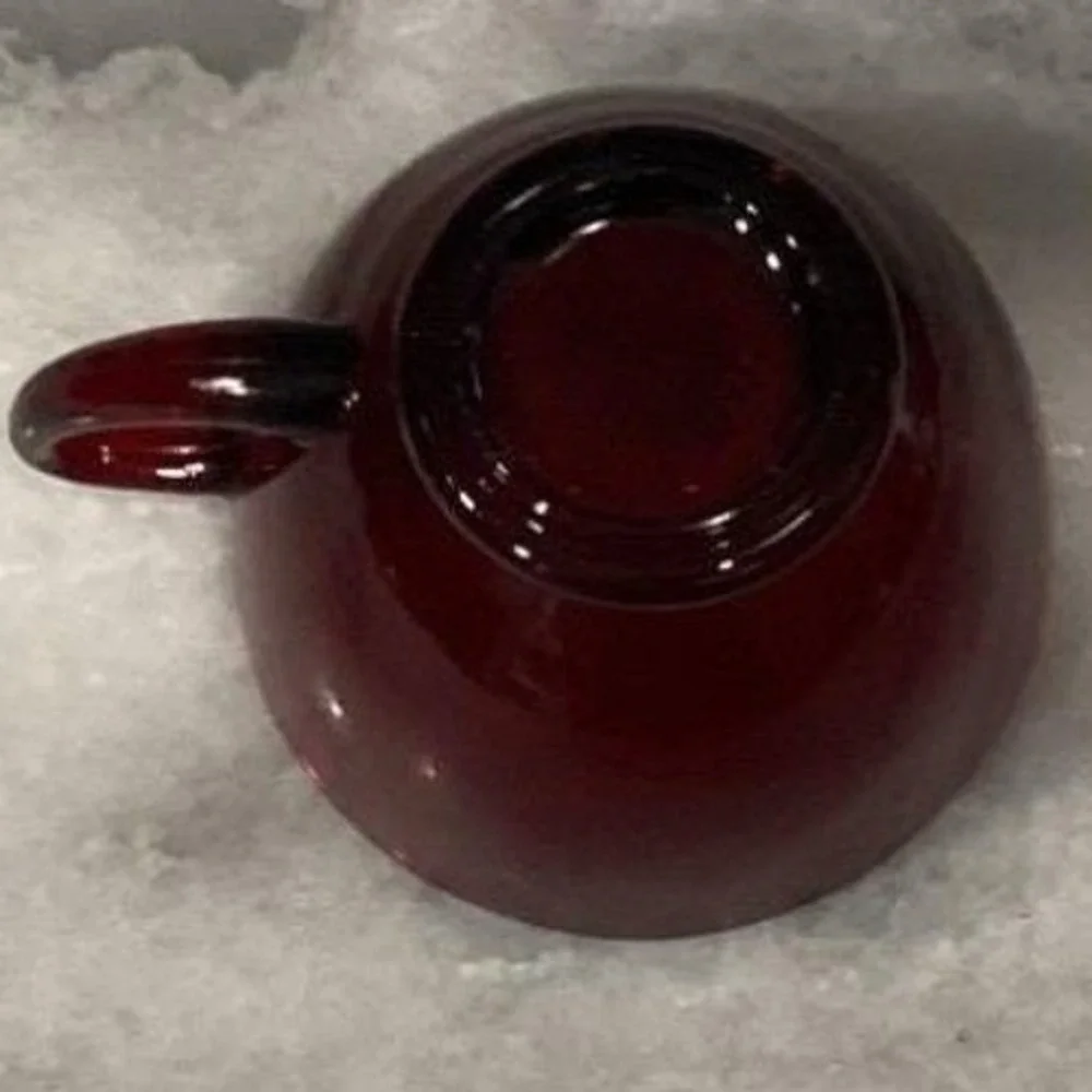 Anchor‎ Hocking Royal Ruby Red Teacups & Saucers, Set of 2, Vintage Glassware